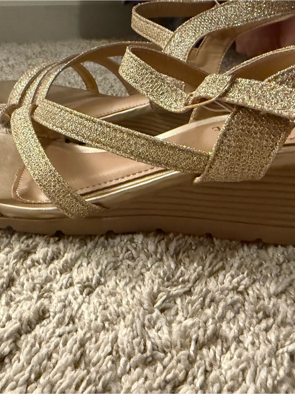 Gold Strappy Wedge Sandals with Ankle Strap — Coconuts by Matisse - Picture 3 of 8